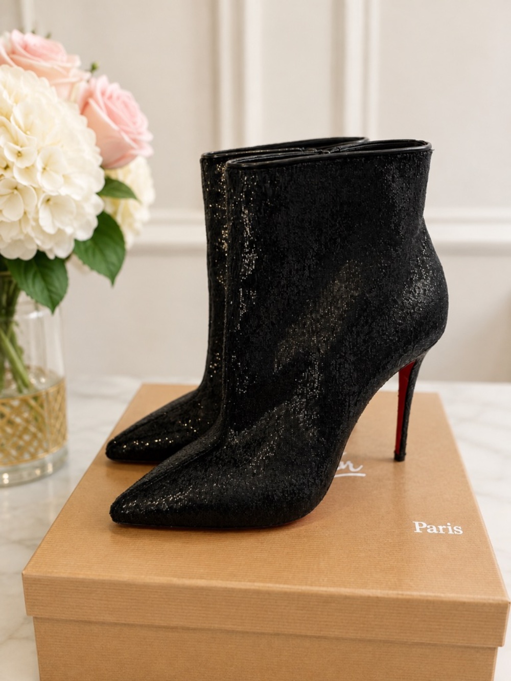 Christian Louboutin So Kate Booty 100 Black Papillon Ankle Boots – Size 41 US 11